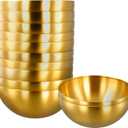 SINJEUN 10 PCS Stainless Steel Mixing Bowls, 7.9 X 3.5 Inch Golden Salad Bowl, Gold Esthetician Bowls for Wedding Party Baking Prepping Serving Facial Cereal Fruit Appetizer Salad Soup Cereal