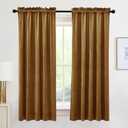 RYB HOME Super Luxury Velvet Curtains with Rod Pocket Design, Privacy Thermal Insulated Window Drapes Room Darkening Shades for Dorm Basement Bedroom, Golden Brown, W52 x L72 inch, 2 Panels Set