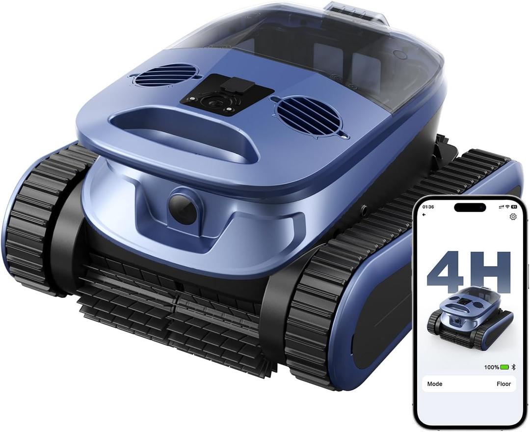 5600GPH Robotic Pool Cleaner,240Min Cordless Pool Vacuum for Inground Pools,3230 Sq.ft,2 Brushe&2 Motor,4-in-1 Wall&Waterline&Floor&Full Cover Cleaning,Smart Navigation,Dual Filtration