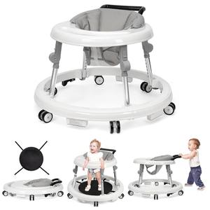 Wismind Baby Walker Foldable with 9 Adjustable Heights, Baby Walkers and Activity Center for Boys Girls Babies 6-12 Months, Baby Walker and Bouncer Combo with Wheels Portable Anti-Rollover