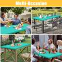 Spotjoy Rectangle Table Cloth, Waterproof Elastic Fitted Tablecloth for 5 Foot Folding Tables, Washable Polyester Tablecloths for Picnic, Camping, Outdoor (Aqua, 30"x60")