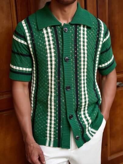 Green T-shirt with Stripes Size S