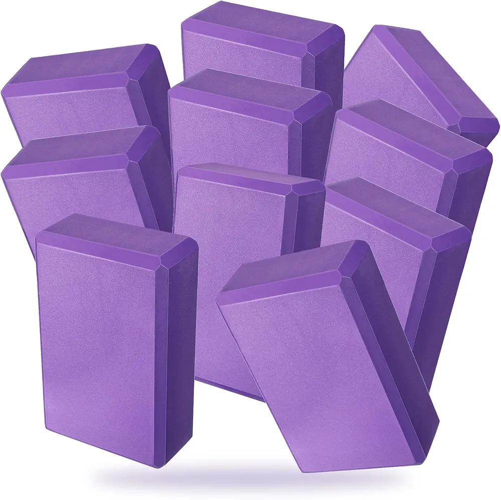 10 Pcs Yoga Blocks Eva Foam Blocks Supportive Yoga Brick Soft Non Slip Gymnastic Blocks Lightweight Dance Blocks for Stretching Accessories for Women, Pilates, Meditation (Purple)