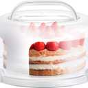 Ohuhu Cake Container, Cake Carrier with Lid and Handle BPA-Free Cake Holder for 10 inch Cake with 2 Handles Cupcake Carrier - Plastic Cover Two Sided Base for Transport Pies Nuts Fruit (White)