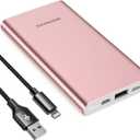 10000mAh PD 3.0 Power Bank Portable Charger Quick Charge USB C 18W Fast Charging Battery Pack for iPhone 16 15 14 13 12 11 X XS Pro MAX XR iPad Mini Samsung Galaxy S20 S10 S9 S8 Smartphone & More Pink (Rose gold)