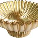 10" Large Decorative Bowl decor, Scalloped Bowls for Modern Home Decor,Ruffle Decor,Stylish Key Bowl for Entry Table,Decorative Fruit Bowl for Kitchen Counter,With base,Golden