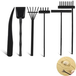 6 Pcs Mini Zen Garden Rake Tools, Sand Zen Garden Accessories Plastic Desktop Zen Gardening Kit Meditation Accessories for Home Office Desk Gift Decoration