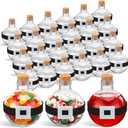 Baderke 48 Pcs 3.4oz Plastic Potion Bottles with Cork & Santa Claus Felt Belt, Round Christmas Candy Jars Ball Shape Bottles for Drink Christmas Gifts Table Decoration DIY Crafts