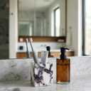 Denique Genuine Calacatta Viola Toothbrush Holders for Bathroom, Natural Marble Makeup Brush Holder, Countertop Organizer for Vanity, Dresser