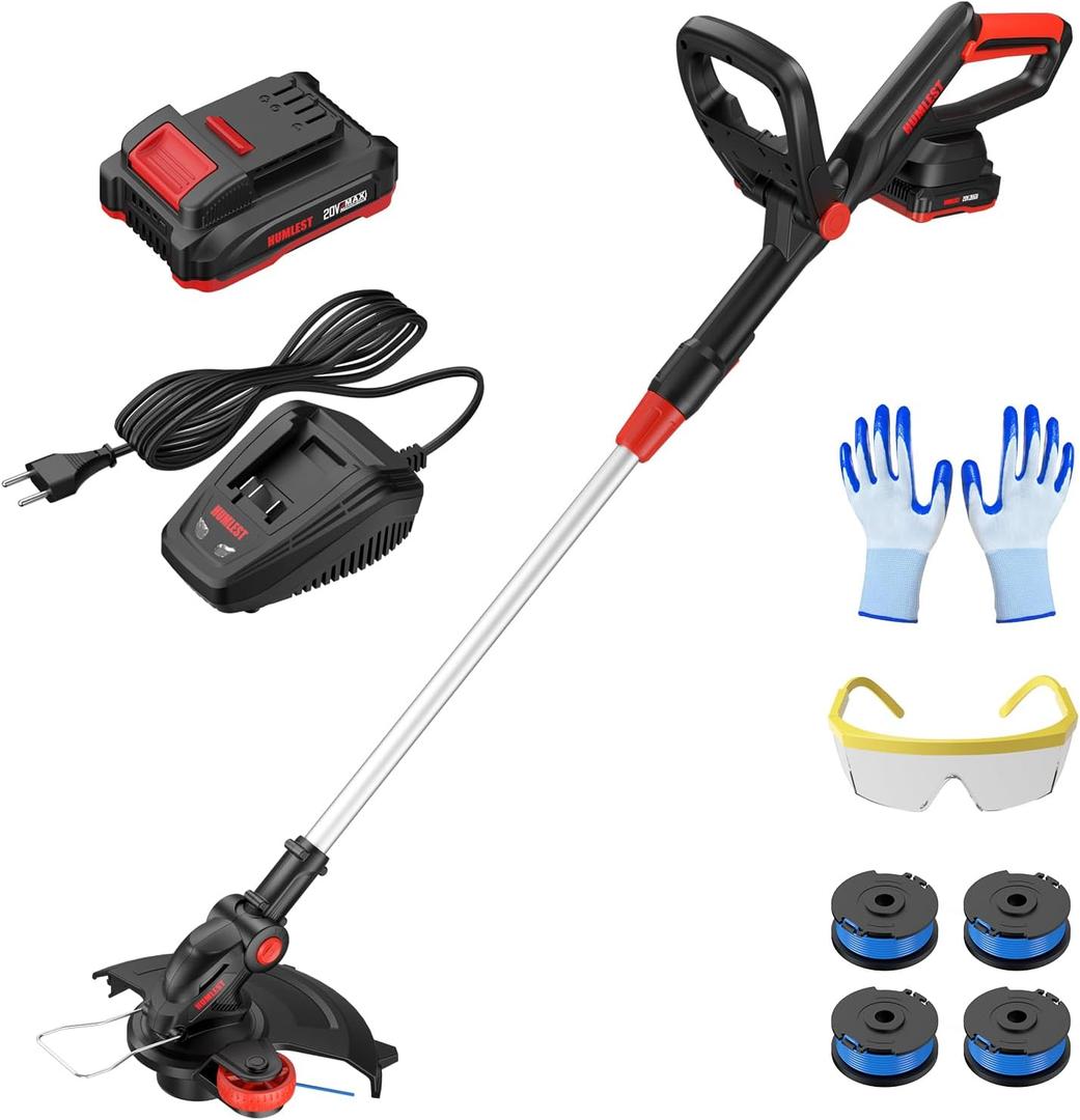 String Trimmer Cordless with Auto Feed,20V Battery Powered 13" Edger and Weed Trimmer,2 in 1 Electric Grass Trimmer,2.5Ah Battery and Fast Charger Included (Black)