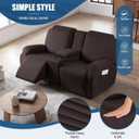 TAOCOCO Reclining Loveseat with Middle Console Slipcover, 4 Piece Polyester Fabric Stretch Loveseat Reclining Sofa Covers (Coffee, 2 Seat Recliner Cover with Console)