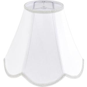 GO&SO White Lamp Shade Medium Scalloped Lamp Shades,6"Top x 13"Bottom x 10.6"Vertical Height,Replacement Lampshades for Table Lamps,Handmade Bell Lamp Shades(Spider),Petal Edge Braid, Easy Assembly
