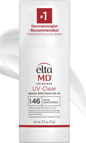 EltaMD UV Clear Face Sunscreen SPF 46, Oil Free Sunscreen with Zinc Oxide, Dermatologist Recommended, 0.5 oz