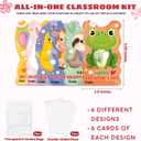 MAPDTWO 36 Packs Animal Valentines Day Cards - Valentines Day Cards for Kids School Party Favors - Animal Sloth Frog Chicken Elephant 6 Designs Exchange 3.5''x5.8'' Mason Jar Card (Candy Not Included)