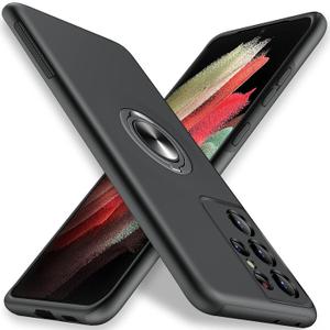 JAME for Samsung Galaxy S21 Ultra Case, Slim Soft Bumper Protective Cover for Samsung S21 Ultra Case, with Invisible Ring Holder Kickstand Cover for Galaxy S21 Ultra, Black
