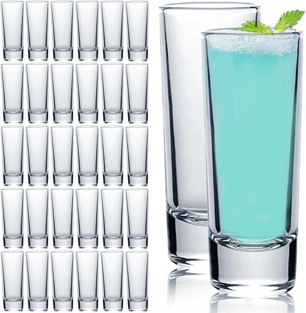 30 Pack Shot Glass Bulk Set with Heavy Base, 2 Oz Whiskey Shot Glasses, Spirits Glass, Cup Set, Small Shot Cups, Mini Drinking Cups for , Whiskey, , Espresso, Liquo