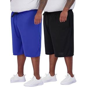 Real Essentials Men's Big & Tall 2-Pack Dry Fit & Mesh Active Athletic Perfomance Shorts (3X)