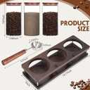 Suclain 3 Pcs Glass Coffee Bean Container 44 oz Airtight Coffee Canister with Shelf and Measuring Spoon Kitchen Food Canister Jar for Sugar Candy (Classic Style, Wood, Glass, Stainless Steel)