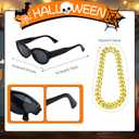 JenPen 4 Pcs Halloween Men's Anime Cosplay Set Including Blue Wig, Shirt, Necklaces and Sunglasses for Robotic Punk Costume (Large)