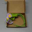MECCANIXITY Crochet Flowers Handmade Knitting Daisy Artificial Woven Small Potted with Stems for Valentine's Gifts Home Wedding Party Office Table Decor, Light Purple Count 10