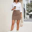 Timormode Mini Skirts for Women High Waisted Corduroy A Line Skirt 2026 Basic Casual Spring Pencil Skirts TMS8012 Brown M