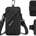 Phone Holder Arm Bands, Small Crossbody Shoulder Holsters Bag with Arm Band, Fits iPhone and All Cell Phones, Use for Running, Walking, Hiking & Biking (Plus Size, Black)