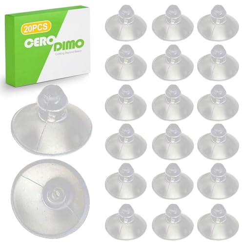 CeroDimo 20 Pack 18mm/0.7" Transparent Anti-Collision Suction Cups for Glass Table Tops, Furniture, Desk, Without Hooks