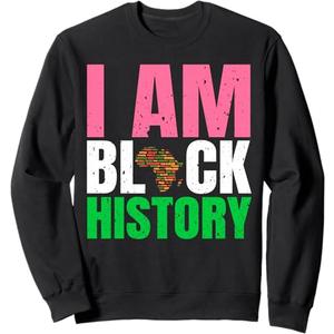 I Am Black History Month Juneteenth Pink And Green Sweatshirt, Size S