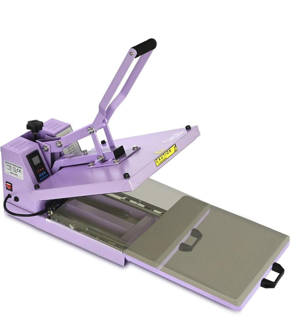 Heat Press 15x15 inch Industrial Quality Sublimation Heat Press, Slide Out Heat Transfer Machine for T-Shirt, Purple