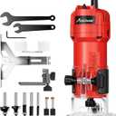 AVID POWER 630W 5.3 Amp Wood Router Tool with Fixed Base Compact Router for Woodworking, 35,000 RPM, 1/4 collet & 5 Trim Bits, Straight & Roller Guide, 2 Wrenches and Carbon Brushes