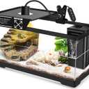 GOZILLA Turtle Tank Kit(Tank+Lamp+Filter), Upgrade PC Turtle Tank Starter Kit with Adjustable Lamp & Filter, Reptile Hideout Habitat with Lid for Small Reptiles.(19.68 9.52 9.44''/Large-Black-Kit)