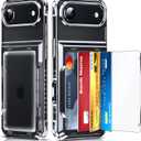 LeYi for iPhone-17-Air Case Wallet: Clear i Phone 17air Cover with Card Holder Funda para iPhone17 Air Walli Card Slot Protective Military Grade Heavy Duty Women Men Cases, Transparent