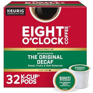 Eight O'Clock Coffee The Original Decaf, Single-Serve Keurig K-Cup Pods, Medium Roast Coffee Pods, 1 Count (Pack of 32) (Best By: 12/18/2025)
