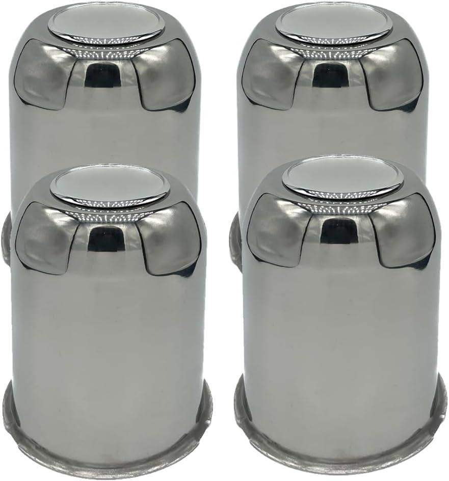 4 Pack 3-3/4 Inch Center Caps Push Through for Trailer Truck RV Wheels Rims 3-3/4" Center Bore Chrome Stainless Steel