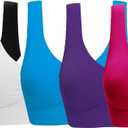 Women's Comfort Workout Sports Bra Low-Impact Activity Sleep Bras (3X-Large, 6 Pack Black White Grey Blue Purple Rose)