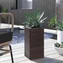 LEWIS&WAYNE Set of 2 Tall Planters for Outdoor Plants Handmade 24'' Wicker Tall Square Planter Box with Removable Liners Modern Planter for Indoor Outdoor Garden Patio Front Porch - Brown, 12 inches x 12 inches x 24 inches