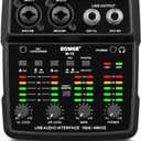 BOMGE M12 USB Audio Interface, 2-Channel Mixer, XLR/3.5mm Input, 48V Power Supply, Sound Card for PC Recording, Studio, Live Show, Karaoke, Plug&Play