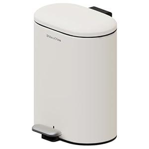SolaceCove Small Bathroom Trash Can with Lid Soft Close, 1.3 Gallon Stainless Steel Garbage Cans with Foot Pedal & Removable Inner Bucket for Bedroom, Bedroom, Living Room(Cream White)