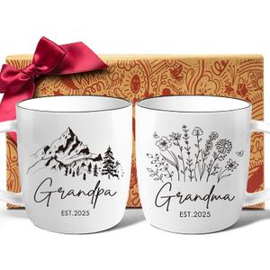 New Grandparents Mug Gifts for Grandma And Grandpa First Time 2025, Pregnancy Announcement For Grandparents Mug Set, Grandparent Baby Announcement Gifts 2025, New Grandma And Grandpa Mugs Gift