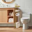 Oasis Creations Toilet Paper Holder Tissue Rack Stand with Magazine Toilet Roll Storage Basket- Freestanding, Gold Metal