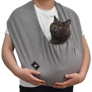 Polar Fleece Cat Sling Carrier  Fixed Elastic Strap for Snuggling, Ultra-Soft Hands-Free Pet Cuddle Bag for Indoor Use, Fits Pets 3-13 lbs (Dark Gray, Medium)