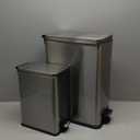 Home Zone Living 8 Gallon and 3 Gallon Slim Stainless Steel Trash Can Combo Set with Soft-Close Lid and Bag Tuck Design, Silver