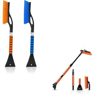 EcoNour 27" Car Snow Brush and Ice Scrapers for Car Windshield  | Scratch Free Bristle Head Snow Brush & Tough Window Snow Scraper with Aluminium Body
