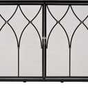 Plow & Hearth Metal Fireplace Screen Winchester Black | 38" W x 31" H | Dual Magnetic Hinged Doors | Spark Guard Cover | Stand Alone Wrought Iron Panel Fire Place Cover