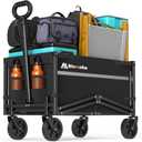 Blomoba Collapsible Wagon Cart, Flexible Handle, Portable Collapsible Wagon with All-Terrain Wheels 360 Rotation, 220LBS Heavy Duty Utility Cart for Garden Camping Grocery Sports Shopping Beach