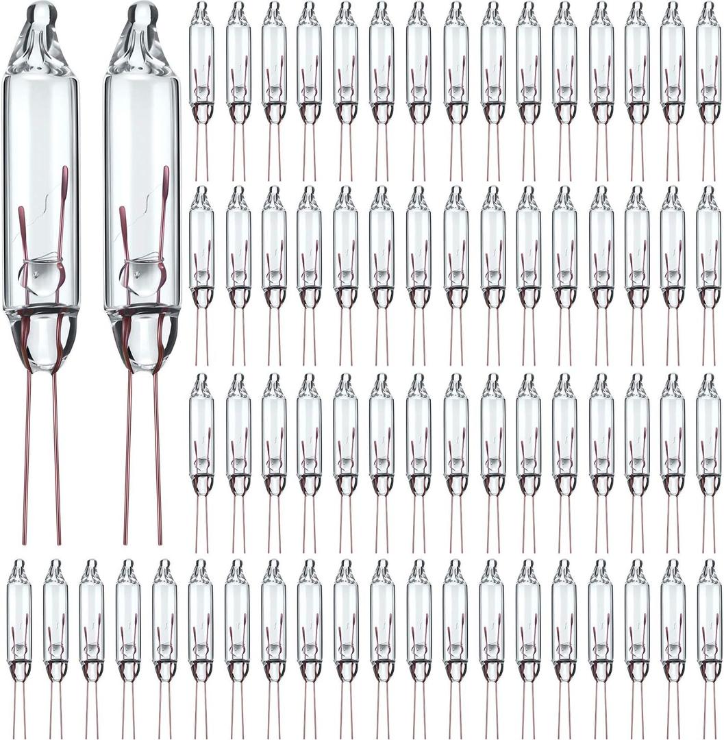 Mudder 200 Pcs 3.5 Volt Mini Christmas Tree Replacement Bulbs for Incandescent String Lights for Holiday Decoration Pinched Base, 0.43 Watt 125 mA (Clear)