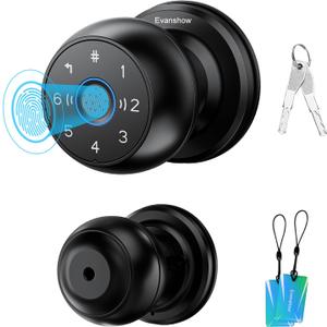 Upgrade Wateproof Smart Door Knob, Door Knob with Lock,Fingerprint Door Locks, Keyless Thumbprint Entry Door Locks for Bedrooms, Front Door, Hotel, Apartment
