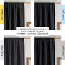 OWENIE Colin 2 Panels Black Curtains 63 Inch Length for Bedroom Living Room, Semi Sheer Light Filtering Linen Textured Window Treatments, Modern Rod Pocket Dining Room, 2 Panels, 42x63 Inch