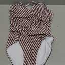 SUUKSESS Women Retro One Piece Swimsuit Metal Tummy Control V Neck Bathing Suit (Large, 167 Brown Black Color Block)