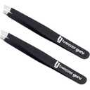 Tweezer Guru Tweezers for Women Facial Hair & Men  Precision Slant-Pointed Eyebrow Tweezer for Ingrown Hair, Blackhead & Splinter Removal (2 Black)